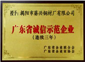 廣東省誠信示范企業(yè)